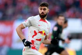 LEIPZIG, GERMANY - MARCH 11: Joško Gvardiol of RB Leipzig looks on during the Bundesliga match between RB Leipzig and Borussia Mönchengladbach at Red Bull Arena on March 11, 2023 in Leipzig, Germany. (Photo by Martin Rose/Getty Images)