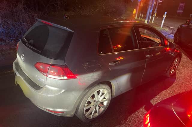 This stolen Volkswagen Golf was sighted on the M6 southbound by officers.
The vehicle was followed before being boxed in on Lostock Lane, Bamber Bridge to prevent a pursuit.
The driver was arrested and the vehicle will be returned to its rightful owner.