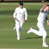 James Anderson celebrates after taking the wicket of Louis Kimber during the County Championship Division 2 match between Northamptonshire and Lancashire at The County Ground this summer (Photo by David Rogers/Getty Images)