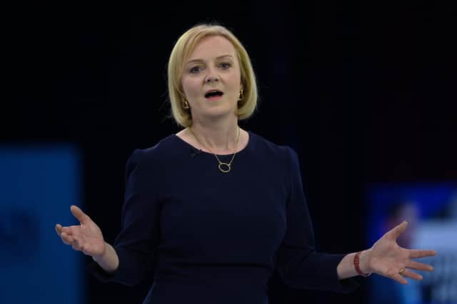 Foreign Secretary and Conservative party leader candidate Liz Truss speaks during the Conservative Leadership hustings in Manchester. Her vow to bring back fracking has been attacked by campaigners in Lancashire