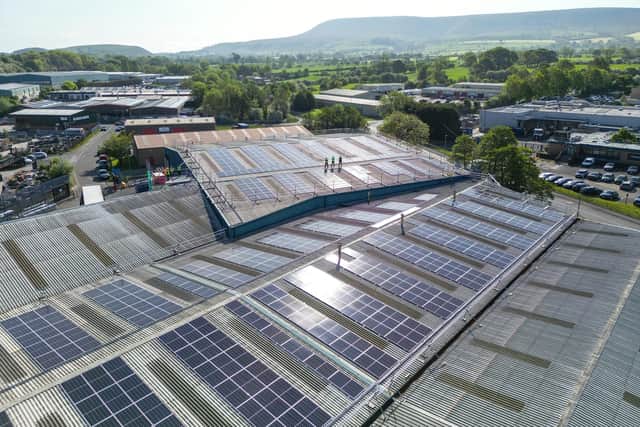 Some of the solar panels installed at Ultraframe in Clitheroe