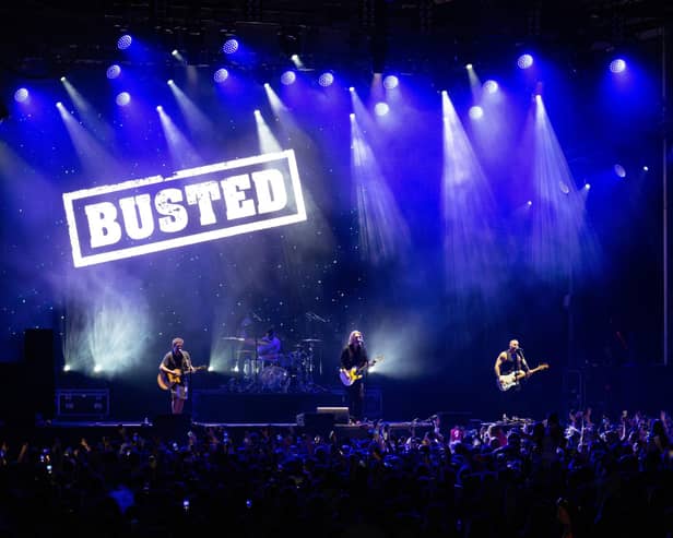 Busted perform at the Highest Point Festival in Williamson Park, Lancaster.