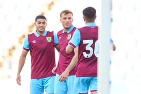 HUELVA, SPAIN - JULY 28: Jordan Beyer of Burnley FC celebrates after scoring the teams first goal during a Pre Season Friendly Match between Real Betis and Burnley FC at Estadio Nuevo Colombino on July 28, 2023 in Huelva, Spain. (Photo by Fran Santiago/Getty Images)