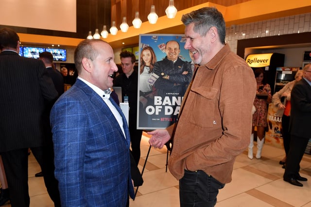 BURNLEY, ENGLAND - JANUARY 15: Dave Fishwick and Tony Livesey attend the world premiere of Netflix's "Bank of Dave" on January 15, 2023 in Burnley, England. (Photo by Anthony Devlin/Getty Images for Netflix)