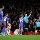 The defender was sent off for receiving two yellow cards against Arsenal and must serve a one-match ban.