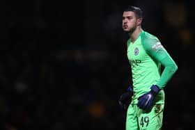 BURTON-UPON-TRENT, ENGLAND - JANUARY 23: Aro Muric of Manchester City in action during the Carabao Cup Semi Final Second Leg match between Burton Albion and Manchester City at Pirelli Stadium on January 23, 2019 in Burton-upon-Trent, United Kingdom. (Photo by Mark Thompson/Getty Images)