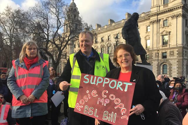 West Lancashire MP Rosie Cooper pictured campaigning for her BSL Bill