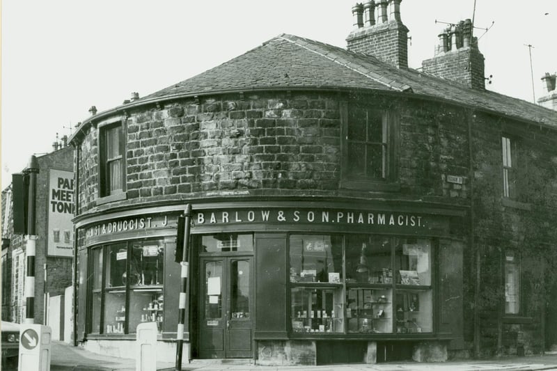 Barlow's Chemists' Shop on the corner of Accrington Road and Padiham Road in Burnley around 1973. Credit: Lancashire County Council.