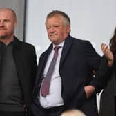 CHESTERFIELD, ENGLAND - NOVEMBER 05: Sean Dyche and Chris Wilder look on prior to the Emirates FA Cup First Round match between Chesterfield and Northampton Town at Technique Stadium on November 05, 2022 in Chesterfield, England. (Photo by Pete Norton/Getty Images)