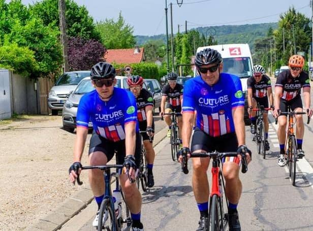 Nigel and fellow riders en route in the London2Paris ride which took place June 16-20, 2022
