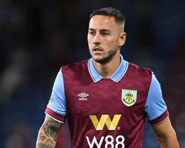 BURNLEY, ENGLAND - AUGUST 11: Josh Brownhill of Burnley in action during the Premier League match between Burnley FC and Manchester City at Turf Moor on August 11, 2023 in Burnley, England. (Photo by Michael Regan/Getty Images)