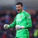 BURNLEY, ENGLAND - FEBRUARY 13:  Nick Pope of Burnley during the Premier League match between Burnley and Liverpool at Turf Moor on February 13, 2022 in Burnley, England.