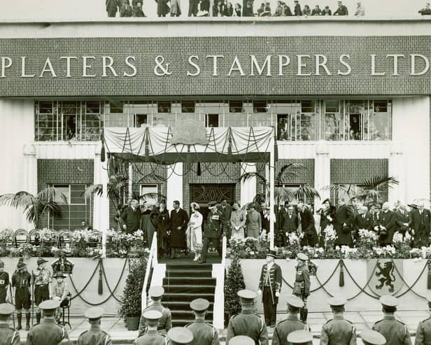 Royal visit to Platers & Stampers, Burnley, 1938. Credit: Lancashire County Council
