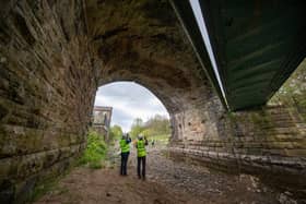 Work continues on the bridge which is part of the Padiham Greenway