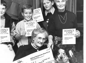 Muriel Jobling, front, receives some of the first cheques when she launched the campaign to create a hospice for Burnley and Pendle.