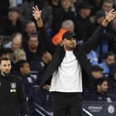 Burnley's Belgian manager Vincent Kompany gestures on the touchline during the English FA Cup quarter-final football match between Manchester City and Burnley at the Etihad Stadium in Manchester, north-west England, on March 18, 2023. (Photo by Oli SCARFF / AFP)