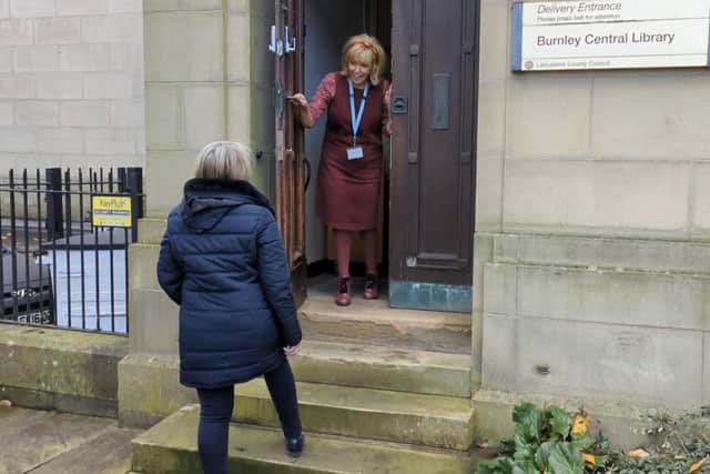 Christine picks up her consignment of books from Burnley Central Library to deliver to the housebound, disabled and those who can't get to a library