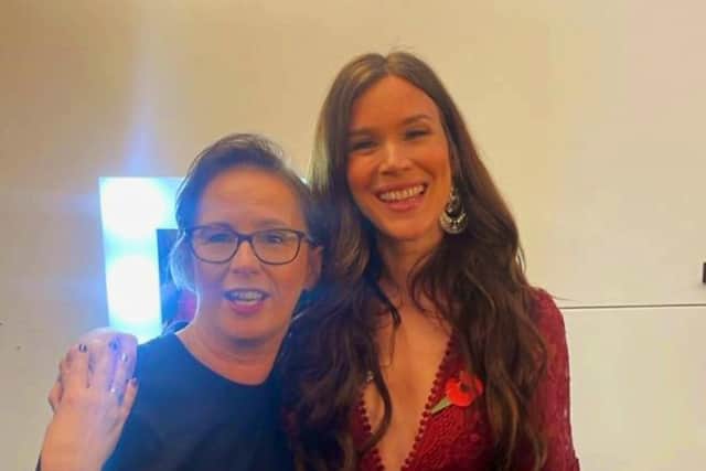 Fran pictured here with Grammy award winning Joss Stone after their recording of the single Golden which they hope will be a Christmas number one in aid of the breast cancer charity Future Dreams