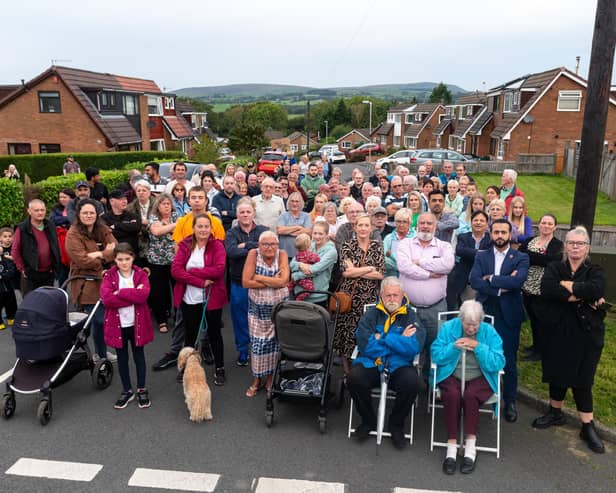 Residents of the Lower Manor Lane area in Burnley are unhappy with the brsk telegraph poles that have been erected. Photo: Kelvin Lister-Stuttard