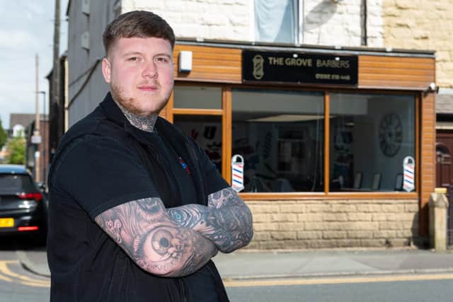 Leighton Moore, who trained under one of Burnley's best known barbers, Atty at Park Lane, branches out to open his own shop in Rosegrove. Photo: Kelvin Stuttard