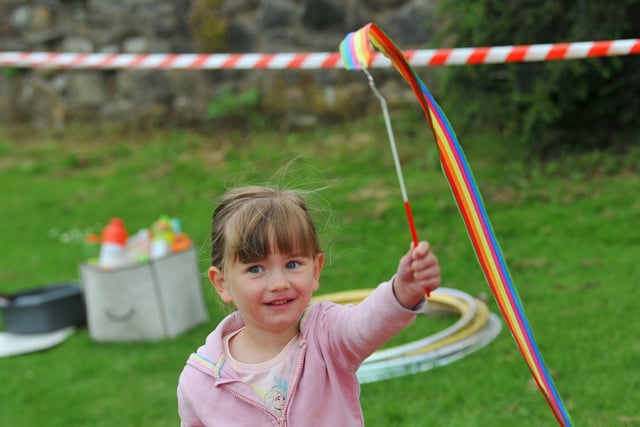 Darcey Worden, four, enjoys the fun of Field Day