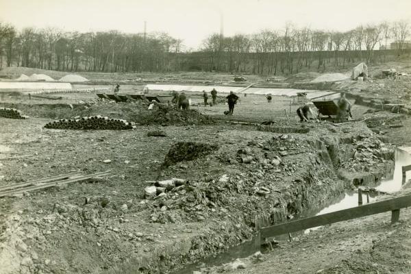 Construction of Thompson Park 1929. Credit: Lancashire County Council