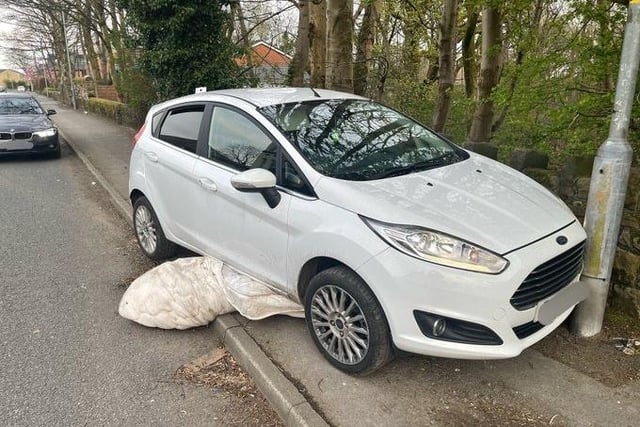 This stolen Ford Focus failed to stop after it was spotted by Lancashire Road Police in Chapeltown Road, Bromley Cross.
The vehicle was pursued through Bolton before being abandoned in Mansell Way. 
Police said the offenders "left plenty of forensics opportunities in the vehicle."