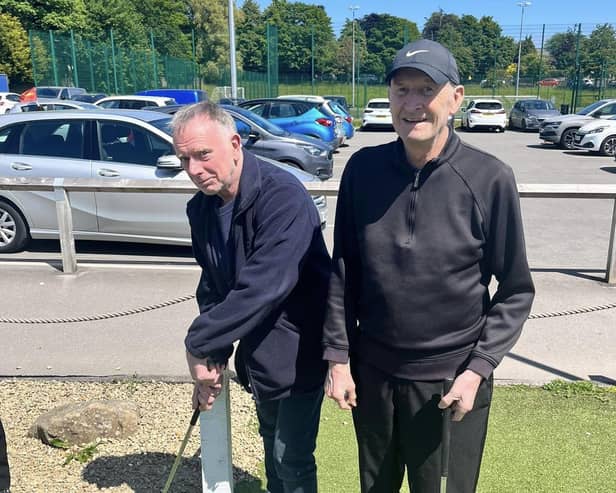 Geoff Bowell (left) and Stephen Bird played a course of Pitch and Putt as part of their Seize the Day.