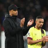 BOURNEMOUTH, ENGLAND - OCTOBER 28: Vincent Kompany, Manager of Burnley, applauds the fans after the team's defeat in the Premier League match between AFC Bournemouth and Burnley FC at Vitality Stadium on October 28, 2023 in Bournemouth, England. (Photo by Eddie Keogh/Getty Images)