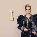 Holly Waddington, winner of the Costume Design award for Poor Things starring Hollywood actress Emma Stone. (Photo by Rodin Eckenroth/Getty Images)