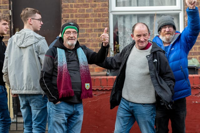 Burnley fans arrive at Kenilworth Road ahead of the Championship fixture with Luton Town. Photo: Kelvin Stuttard