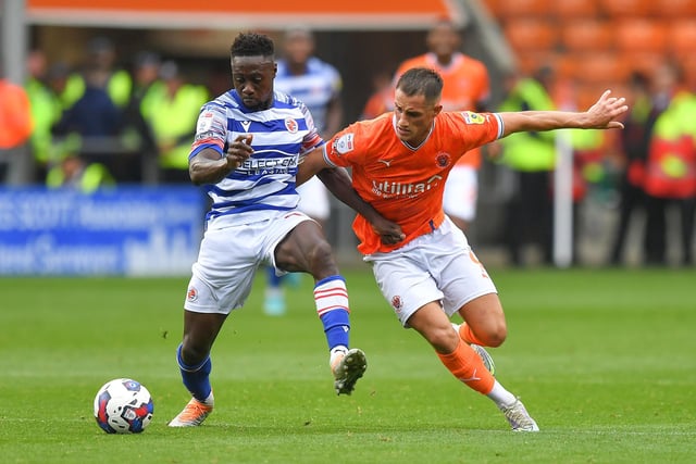 Blackpool's Jerry Yates battles with Reading's Andy Yiadom

The EFL Sky Bet Championship - Blackpool v Reading - Saturday 30th July 2022 - Bloomfield Road - Blackpool