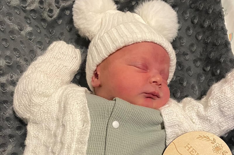 Oliver James Storey, born at 12-39am on 1-01-24, weighing 8lbs 14 oz, first baby born at Burnley General and Royal Blackburn hospitals