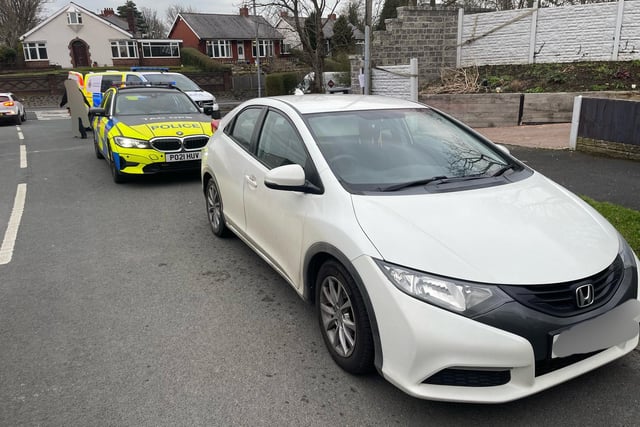 This Honda Civic was stopped in Glenluce Drive, Preston because the driver had been arrested three times this year for drug driving. 
Once again, the driver failed a DrugWipeUK test for cocaine and was arrested.
