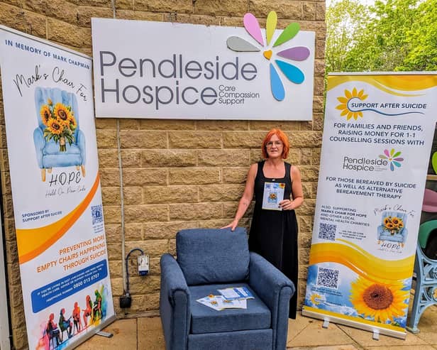 Mark's Chair For Hope at Pendleside Hospice in Burnley.