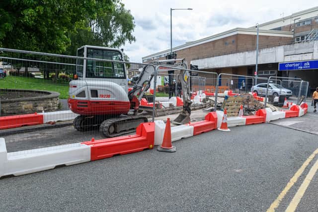 The roadworks on Standish Street which are causing parking problems and leaving traders worried about their businesses. Photo: Kelvin Stuttard