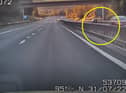 Footage shows the moment a wanted man drove the wrong way on the M65 during a police pursuit (Credit: Lancashire Police)