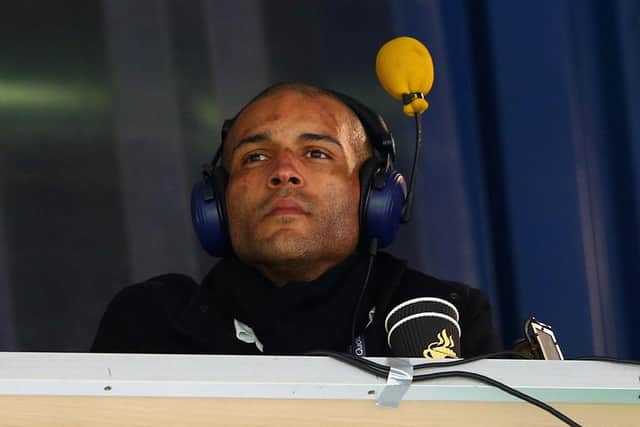 WEST BROMWICH, ENGLAND - APRIL 04:  Former footballer Clarke Carlisle looks on during the Barclays Premier league match West Bromwich Albion and Queens Park Rangers at The Hawthorns on April 4, 2015 in West Bromwich, England.  (Photo by Matthew Lewis/Getty Images)