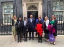 Pupils and staff from Sir John Thursby Community College at 10 Downing Street
