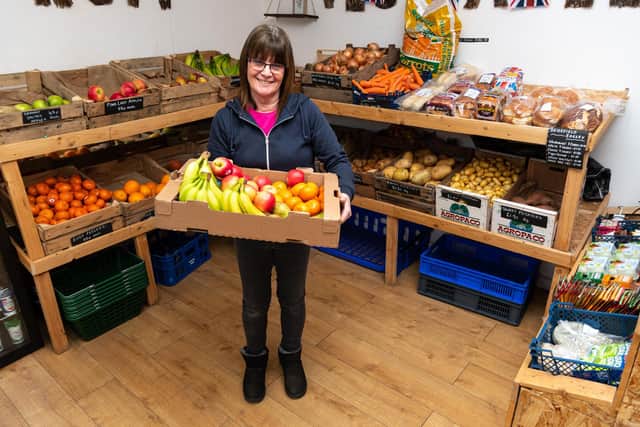 Greengrocer Diane Beach at her shop, Rosegrove Fruit and Vegetables in Burnley. She took over the shop two years ago and has built up a loyal customer base