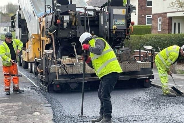 Abingdon Road in Padiham has been resurfaced using recycled car tyres