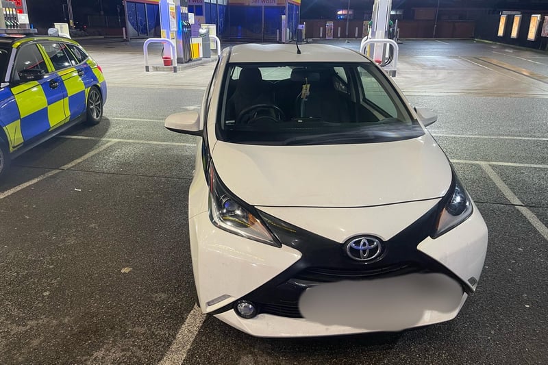 This Toyota Aygo was stopped off New Hall Lane, Preston. The driver believed he could drive the vehicle third party using his own insurance.
Unfortunately this was not the case and he was reported.
He will be issued with six penalty points and a £300 fine.