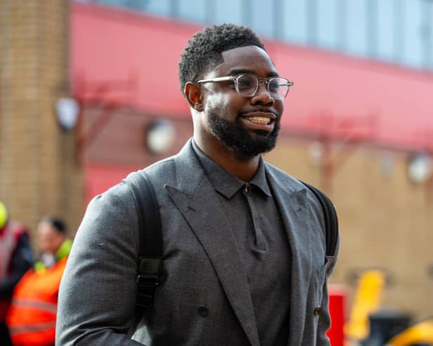 MANCHESTER, ENGLAND - OCTOBER 29:   Micah Richards arrives prior to the Premier League match between Manchester United and Manchester City at Old Trafford on October 29, 2023 in Manchester, United Kingdom. (Photo by Ash Donelon/Manchester United via Getty Images)