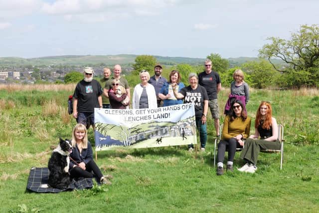 Residents opposed to the building of new houses at the Lenches gathered at the beauty spot in Colne