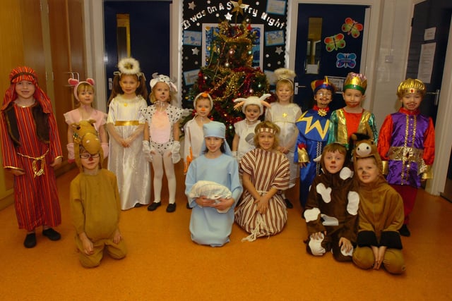 Pupils from Simonstone Primary School at their nativity play 2009.