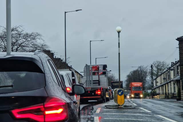 Traffic delays at the bottom of Rossendale Road in Burnley earlier this week