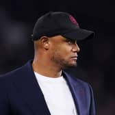 BURNLEY, ENGLAND - SEPTEMBER 23: Vincent Kompany, Manager of Burnley, looks on during the Premier League match between Burnley FC and Manchester United at Turf Moor on September 23, 2023 in Burnley, England. (Photo by Lewis Storey/Getty Images)