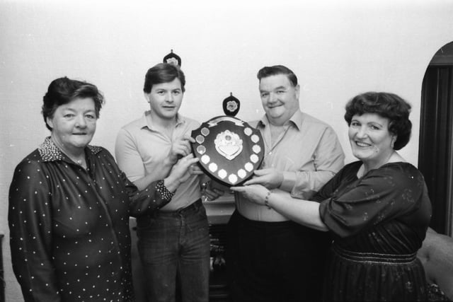 A new snooker trophy has been presented to Padiham Labour Club in memory of former steward the late Mr Albert Helm. A Doncaster couple who have connections with the club travelled specially to Padiham on Saturday to hand over the trophy to Mr. Helm’s widow, Mrs. Joan Helm, and their son, Raymond.