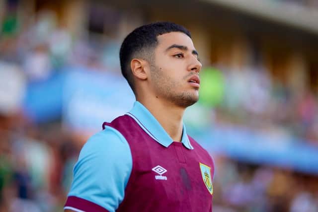 HUELVA, SPAIN - JULY 28: Anass Zaroury of Burnley FC looks on during a Pre Season Friendly Match between Real Betis and Burnley FC at Estadio Nuevo Colombino on July 28, 2023 in Huelva, Spain. (Photo by Fran Santiago/Getty Images)