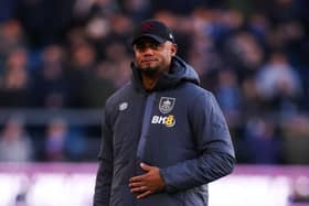 BURNLEY, ENGLAND - NOVEMBER 25: Vincent Kompany, manager of Burnley, looks on during the Premier League match between Burnley FC and West Ham United at Turf Moor on November 25, 2023 in Burnley, England. (Photo by James Gill/Getty Images)